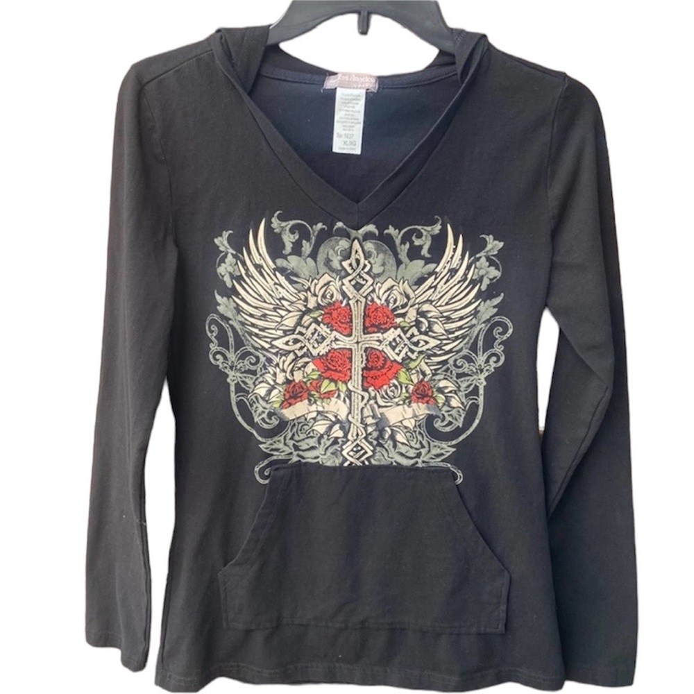 From Los Angeles by BUS STOP Hooded Cross Tee - XL